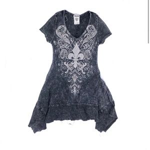 Vocal Beaded Embellished Short Sleeve Women’s Top Sz Small